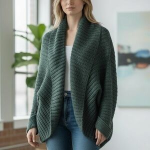 Banana Republic Women's XS/S Chunky Knit Cardigan Emerald Green Alpaca Blend